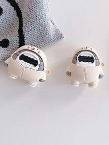 1pc Cute Cartoon Shark Design 3D Silicone Earphone Case, Compatible With Airpods 1/2/3/Pro/Pro2 - Beige - View 2