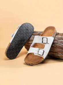 Men's Casual Slide Sandals, Fashionable Slippers, Non-Slip Solid Color Indoor/Outdoor Wear, Soft Cork Footbed Comfortable For Spring/Summer, Couples Style