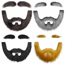 1pc Fake Beard Mustache For Men, Gentleman Eyebrow Beard Costume Party Decoration Prop - Multicolor - View 3