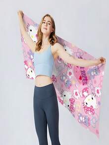 1pc Sanrio Officially Licensed Custom Bath Towel, Hello Kitty Themed, Customizable Name, Personalized, Super Soft Microfiber, Quick Dry, High Absorbency, Soft, Modern Style, For Bathroom, Swimming Pool, Beach, Home And Kitchen Decor Beach Essentials Back To School Shower Towels For Beaty Salon, Hotel Sports,Home Essentials, Towel, Skin Care