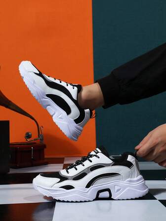 2025 新款时尚舒适男士针织透气圆头系带运动靴，健身