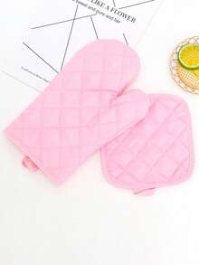 2pcs Thickened Polyester Heat Resistant Oven Gloves, Printed Oven Mitts For Kitchen Baking, Microwave Use, Non-Slip Kitchen Tools, Festive Holiday Cooking Gifts Friendly For Home And Kitchen Organization - Multicolor - View 8