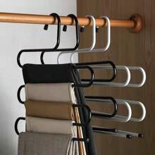 1Pc Stainless Steel Clothes Hanger, Creative S-Shaped Multifunctional Pants Rack, Wardrobe Storage Rack, Clothes Pants Storage Rack, Home Decoration Autumn Decoration Holiday Decoration Room Decoration-Black