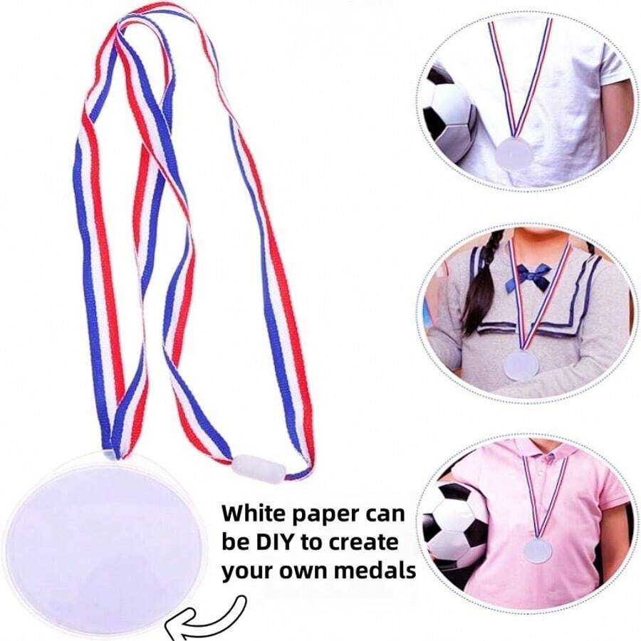 12 piezas Medallas de plástico con cordones, para manualidades, empresa, escuela, deportes, festivales, eventos de fiesta