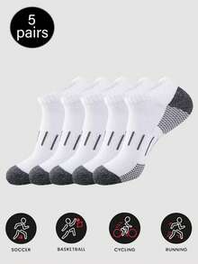 5/10 Pairs Black & White Unisex Sports Socks, Suitable For Outdoor Sports, Gym Workout, Daily Wear - Multicolor - View 2
