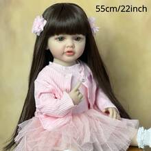 Muñeca bebé renacida de 55 cm y 22 pulgadas con cuerpo completo de vinilo suave, realista, de pie, princesa, niña, regalo de cumpleaños - cuerpo completo de vinilo - Ver 2