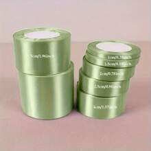 1 条鼠尾草绿色缎带，多种尺寸可选：1cm/1.5cm/2cm/2.5cm/4cm/5cm，丝绸般缎带，莫兰迪色，手工丝带，用于婚礼花束包装，防褪色，防静电，DIY 发饰材料