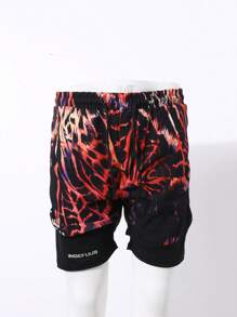 Men's Summer Double Layer Outdoor Sports Printed Woven Shorts