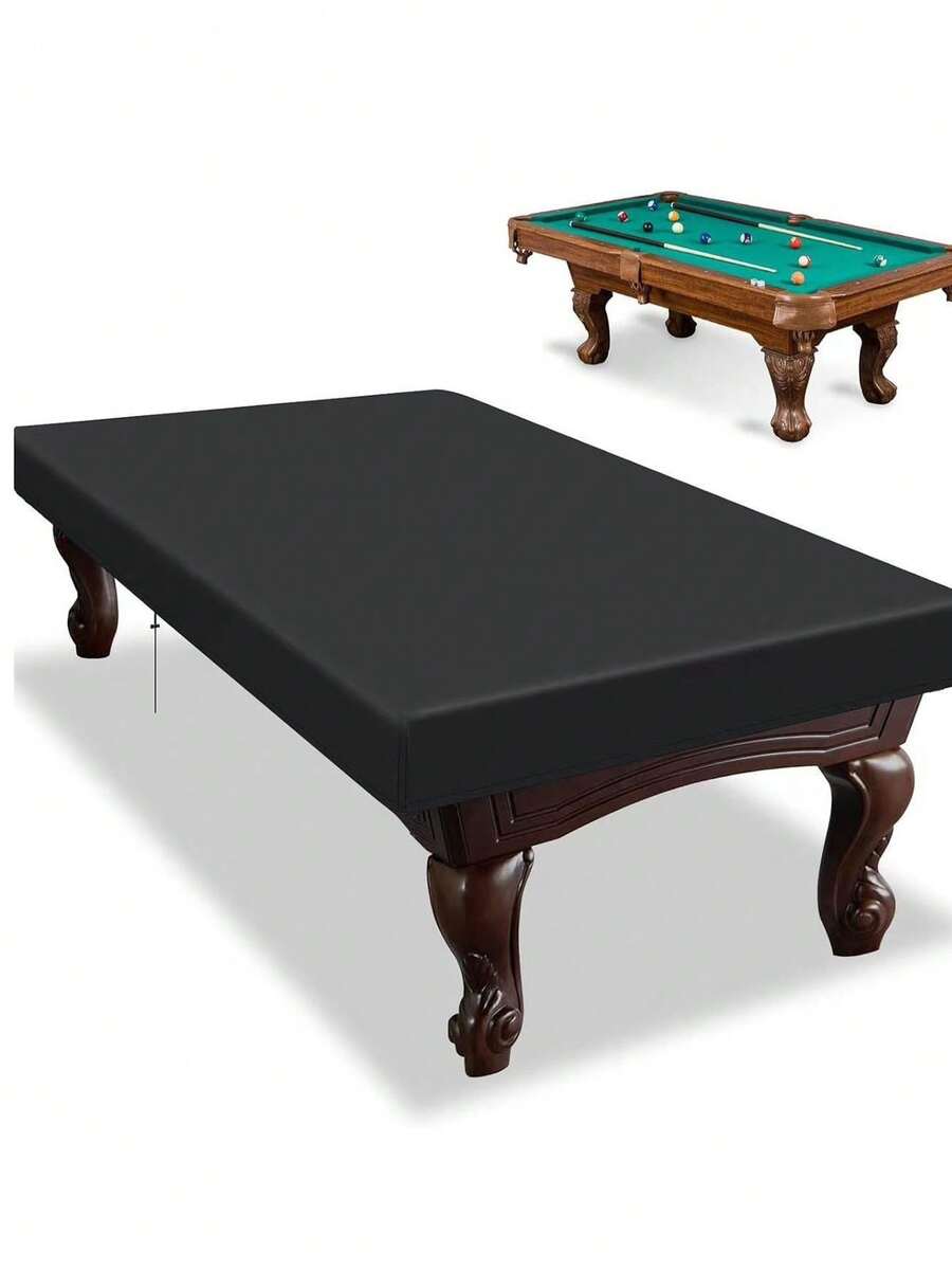 1pc 7ft/8ft/9ft Pool Table Cover, 210D Oxford Cloth Outdoor Dust Proof, Waterproof, Sunproof - Black - View 1