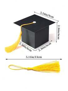 5/10/20/30/50pcs Black Bachelor Hat Graduation Candy Boxes 2025 Doctoral Cap Gift Packaging Box Black Graduation Celebration Centerpieces Chocolate Cookie Box With Tassel For Graduation Ceremony Party Supplies
