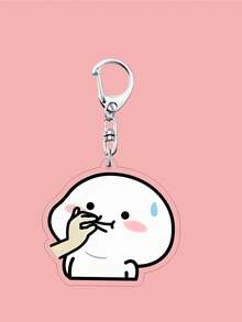 1pc Set Funny Heart Expression Meme Acrylic Keychain, Transparent White Fashion Cartoon Character Graphic Keychain, Backpack Pendant, Phone Keyring Gift Souvenir Car Accessories Bag Charm School Cute Goth Y2k Bag Lanyards With Id Holder Car Accessories Bag Charms - Multicolor - View 32