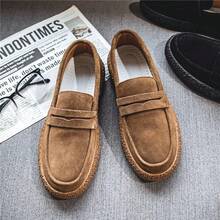 Tênis masculino casual vintage de lona, cano baixo, forro macio, sem cadarço, sola de borracha antiderrapante, adequado para outono/inverno - Caqui - Ver 4