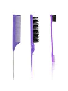 3/5件套黑色美发造型尖尾梳双头梳眉刷化妆美发工具套装美容家居美发配件 - 黑色 - 查看 16