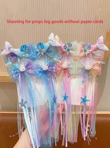 1 pièce Serre-tête sirène pour enfants, joli clip à nœud papillon, accessoire de cheveux en forme de coquillage de sirène adorable pour les filles, été