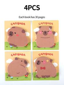120pcs/4 Packs Cartoon Capybara Shape Sticker Notes, Cute Stationery Reward Small Gift For Students,School Supplies,Back To School - Multicolor - View 5