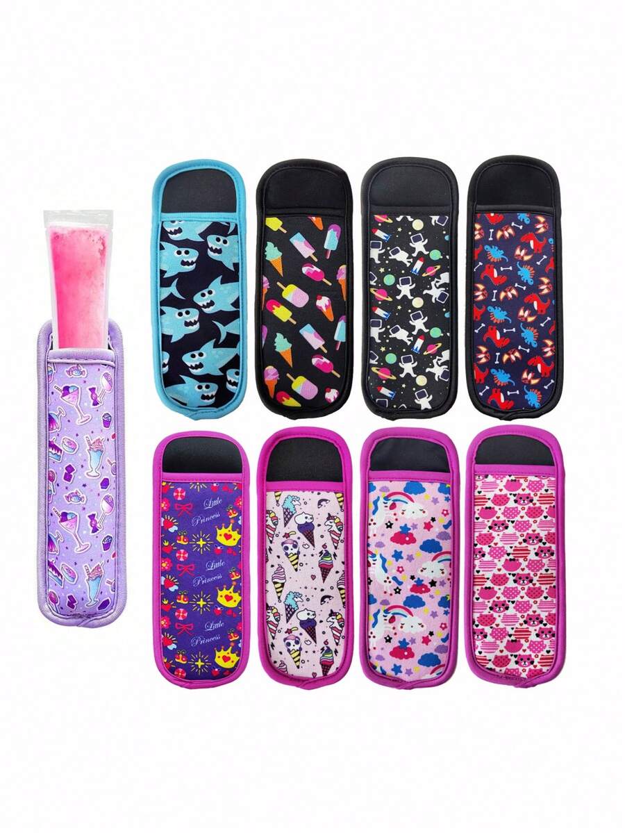 1pc/4pcs Reusable Popsicle Bags,Polyester Popsicle Bag, Popsicle Insulation Cover, Ice Pop Sleeves, Frozen Popsicle Holder Cover, Freeze Pop Holder Tubes, Multicolor Ice Pop Pouch, Summer Products, Household Items, Non-Food Contact, Washable Cartoon Ice Pop Sleeves - Random Style, Kitchen Dining Utensil Accessory