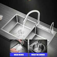 Fregadero De Cocina, * 43 * 21cm Fregadero De Barra con Grifo y Escurridor de Platos, Fregadero De Barra con Dispensador deón, para Restaurante, Cocina, Bar, Hoteles - 1 - Ver 2