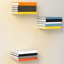 1/4pcs Hanging Bookshelves With Invisible Brackets, Floating Storage Rack, Book Organizer, Multipurpose Shelves, Minimalist Wall Decor For Bedroom, Living Room, Office - Multicolor - View 5