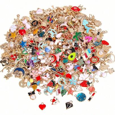 20/30/50/100pcs Random Mix Zinc Alloy Oily Small Pendant, DIY Bracelet Necklace Keychain Charms, Jewelry Accessories