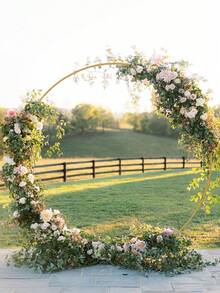 1Set Diameter 1.8m/2m Round Metal Wedding Arch Circle Backdrop Stand, Balloon Arch Decoration Photo Booth Backdrop Stand, Wedding Ceremony Anniversary Birthday Party Bridal Shower Photo Background Decoration