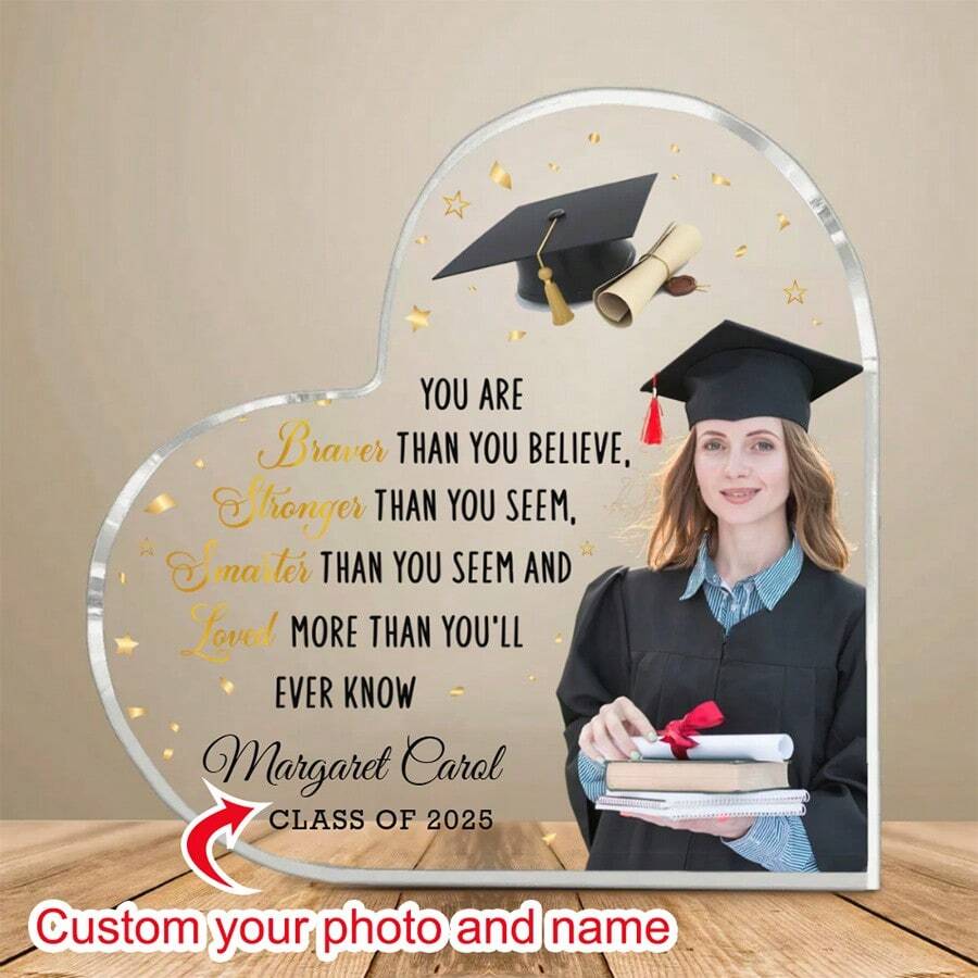 Customized Acrylic Photo Frame, Personalized Graduation Photo Frame, Acrylic Graduation Keepsake, High School And College Graduate Party Decoration Gift - Graduation Season Card Brick - View 1