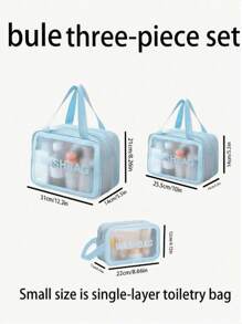 1/3pcs Double Layer PVC Toiletry Bag, Multi-Compartment Travel Storage Pouch, Large Capacity Makeup Bag, Minimalist Hand Carry Cosmetic Organizer Suitable For Bathroom, Beach, School, Holiday, Mother's Day, Teacher Gift