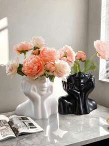 1pc Golden Resin Vase For Decoration, Flower Head Vase, Beauty Tools Storage, Office Stationery Storage, Modern Simple Vase, For Home Decoration Living Room Desk Decoration
