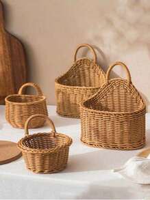 1 Stück/2 Stück handgeflochtener Aufbewahrungskorb, Country Stil Rattan Hängekorb für Küche, Wohnzimmer, Badezimmer, Outdoor Picknick, Regalkorb, waschbar und feuchtigkeitsbeständig, vintage Garten handgeflochtener Aufbewahrungskorb, perfektes Geschenk für sie, Valentinstag, Sommer Outdoor Zubehör, Küchenzubehör