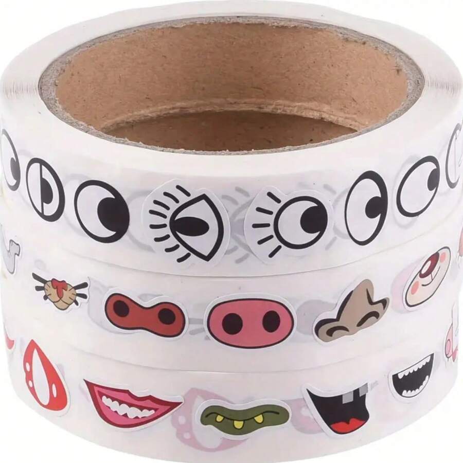 3pcs DIY Creative Cartoon Stickers, 6 Styles, Colorful Eyes, Nose, Mouth, Beard, Non Drying Stickers, Used For Handmade Crafts Decoration, School Storage, Handmade Stickers For Easter, Halloween, Christmas, And School Season,Stitch
