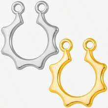 2pcs Minimalist Stainless Steel Heart & Asymmetric Geometric Sunflower Pendant Accessories, Necklace & Earrings Crafting DIY Jewelry Charms, Gold/Silver Plated