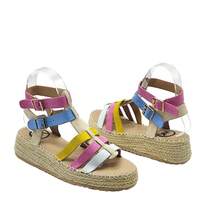 Women's Simple Comfortable Wedge Color-Block Sandals, Non-Slip Soft Cork Bottom, Casual Hook And Loop Woven Outdoor Holiday All Season Sandals - FUSHIA - View 3