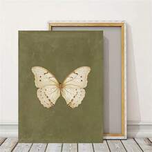 复古蝴蝶帆布艺术印刷品 - 独特的哥特式乡村风格墙面装饰，带有乡村风可选框架设计，非常适合卧室、客厅、家庭办公室，是自然爱好者和波西米亚装饰爱好者的巫术礼物