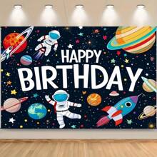 1 pièce, Décoration d'anniversaire thème astronaute et navette spatiale - Grande bannière de fond pour anniversaire sur le thème de l'espace - Pour les fêtes d'anniversaire sur le thème du système solaire pour hommes - Convient aux adultes - Parfaite pour les fêtes d'anniversaire - Cadeau idéal pour les passionnés d'espace