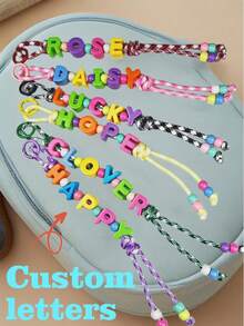 Custom Name Keychain - Handcrafted Beaded Bag Charm With Colorful Acrylic Letters|Dopamine Color Polyester Cord|Gift For Best Friend Daughter Teacher|Back To School Accessories|Women Girls Fashion Keyring Purse Clip - Multicolor - View 5