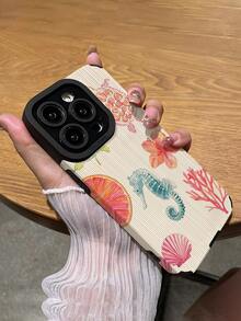 1 件贝壳与花卉条纹仿皮保护防震防指纹手机壳，适用于 Apple 和各种型号 - 彩色 - 查看 5