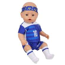 16-Inch Baby Doll Outfit Set, Including Headband, Clothes, Pants, Socks, Excluding Doll, Blue Soccer Theme - Multicolor - View 7