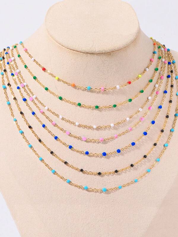Collier bohème coloré en acier inoxydable, élégant, décontracté, luxueux, à la mode et polyvalent, idéal pour les femmes en toute occasion.