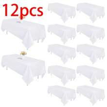 6 Pieces Elegant Disposable Black Tablecloth, Machine Woven, Perfect For Weddings, Bridal Showers, Birthdays, And General Gatherings. Easy To Clean Indoor Plastic Cover