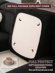 1 Stück Ganzjahres-Stretch-Sofabezug, rutschfester Vollabdeckung dicker Stoff Sofasitzkissenbezug, maschinenwaschbar, nicht ausbleichend, haustierfreundlicher Schutzbezug, geeignet für Schlafzimmer, Büro, Wohnzimmer, L-förmiges Sofa und 1234-Sitzer - Schwarz - Übersicht 7
