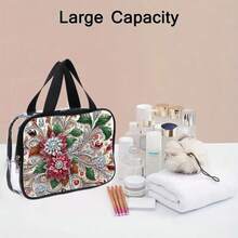 1pc Diamond Painting Crafts Set, PVC Cosmetic Bag, Holographic Floral Pattern, Spacious Makeup Pouch With Zipper Closure, Suitable For Stylish Ladies Daily Travel, Easy To Clean - Multicolor - View 15