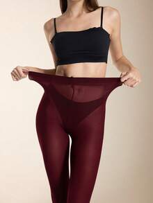 1双橄榄绿女士薄款高弹连裤袜，显瘦透气美腿丝袜，适合日常通勤约会逛街 - 彩色 - 查看 10