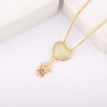 1 pezzo Collana con ciondolo in rame placcato oro 18 carati con zirconi colorati, gioiello di lusso come regalo per le donne, per San Valentino