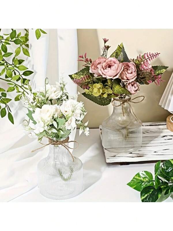 8 Transparent Plastic Vases, Aesthetic Cylindrical Flower POTS, Suitable For Weddings, Home Table Decoration, Plant Propagation And Dinner Party DIY Flower Arrangements (Without Ropes)