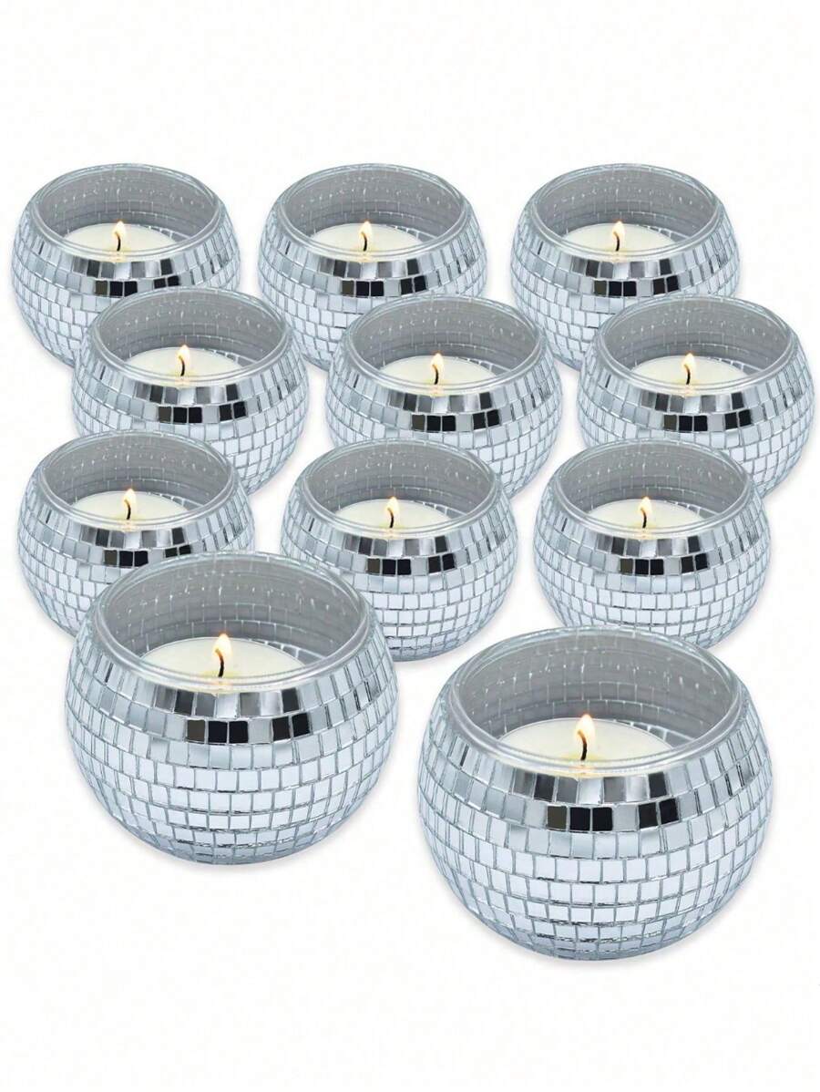 1 pièce Bougeoir à mosaïque miroir disco cool, vase en verre à boule disco, décoration de cadeau de vacances pour la maison. Bougeoir en mosaïque de verre, décoration de banquet à boule disco. Utilisé comme décoration centrale pour Noël, mariage, fêtes et table de salle à manger (Seuls les bougeoirs en verre sont inclus, les bougies ne sont pas incluses)