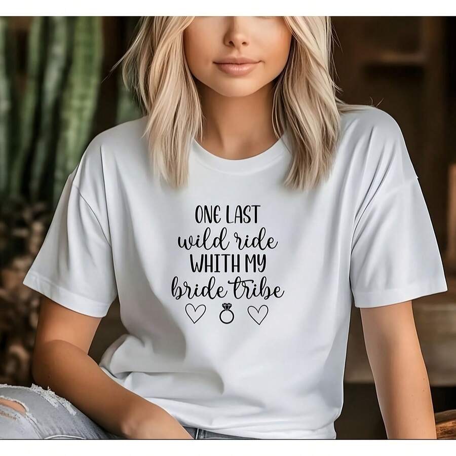 Camiseta personalizada de "Tropa de la novia" - Camisetas para despedida de soltera, regalos para damas de honor, camisas, ropa de la fiesta de boda, camisetas nupciales personalizadas - Blanco - Ver 1