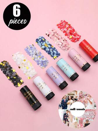 10 Pieces/6 Pieces/2 Pieces/1 Piece Mini Handheld Gift Tube Pink Portable DIY Spring Spray Gift Tube Colorful Paper Scraps Colorful Paper Suitable For Birthday Parties, Weddings, Mother's Day, Family Gatherings Atmosphere Small Gift Props