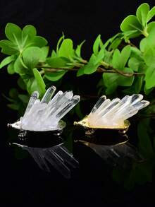 1pc Handmade Natural Crystal White Quartz Hedgehog Decor Ornament, Cute Animal Desktop Decoration, Home Decor Gift - Little White Hedgehog - View 2