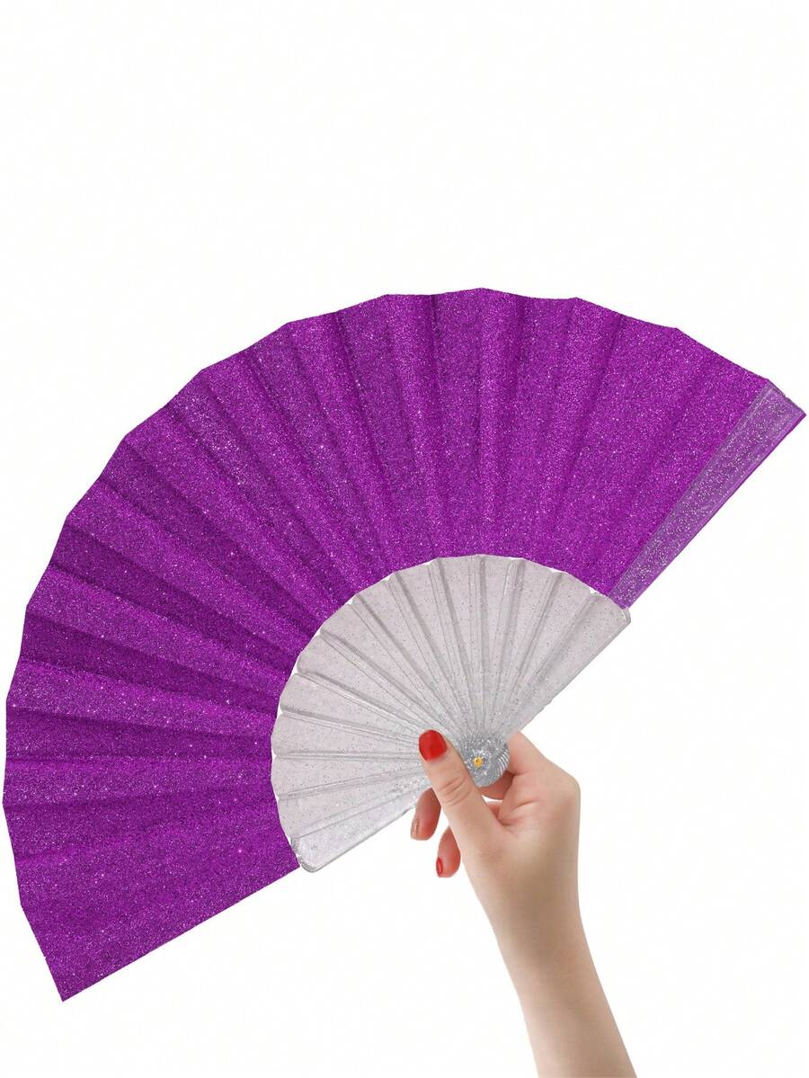 亮粉色手持扇，夏季沙滩扇，必备嘉年华配饰，沙滩配饰，适合节日、婚礼和旅行