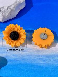 2 chiếc/1 cặp hoa hướng dương dễ thương & thời trang, thích hợp đeo hàng ngày, màu cam, hồng, vàng - bông tai hướng dương - Xem 4
