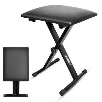  5 Core Keyboard Bench 2 Inch Padded Cushioned Piano Stool Height Adjustable 19" Guitar Seat Portable